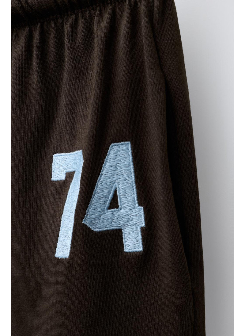 ШИРОКИЕ БРЮКИ ИЗ ПЛОТНОЙ ТКАНИ С ВЫШИВКОЙ ШИРОКИЕ БРЮКИ ИЗ ПЛОТНОЙ ТКАНИ С ВЫШИВКОЙ