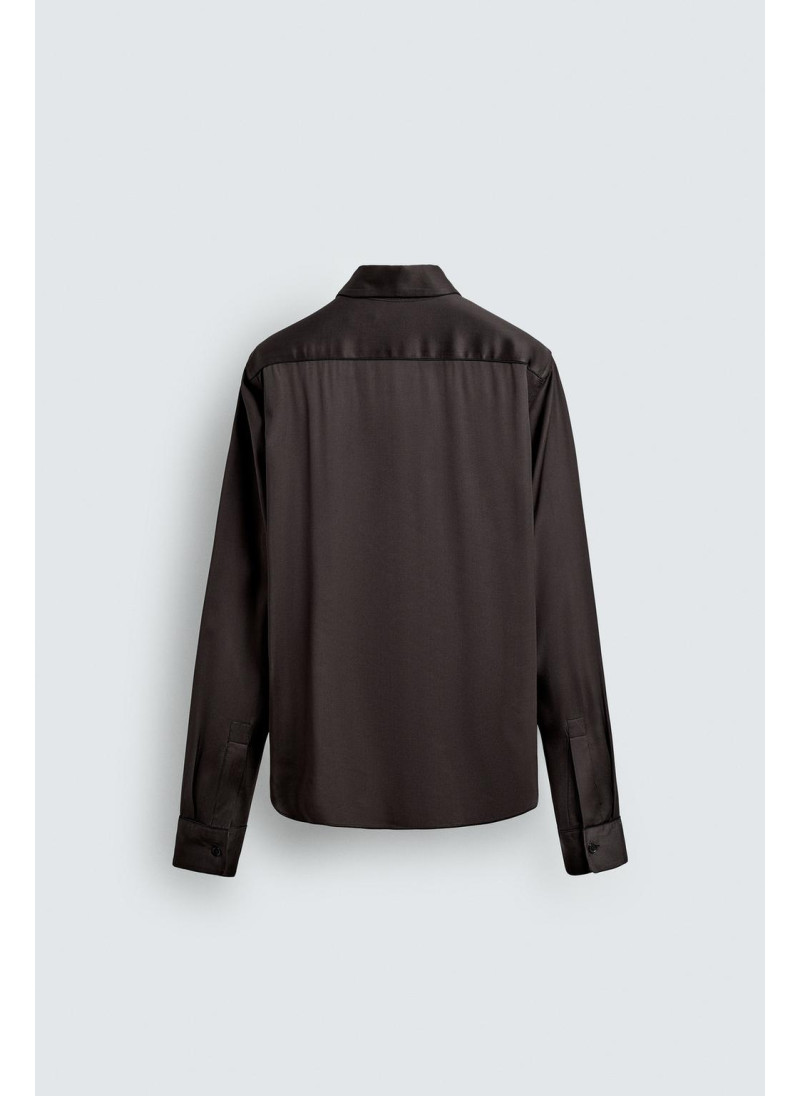 Рубашка из атласа с контрастными отделками Рубашка из атласа с контрастными отделками