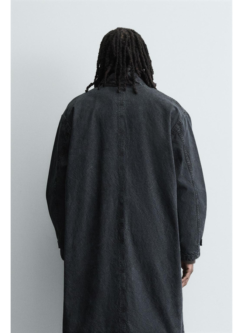 Джинсовое пальто свободного кроя со стиркой Джинсовое пальто свободного кроя со стиркой