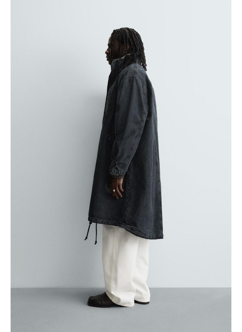 Джинсовое пальто свободного кроя со стиркой Джинсовое пальто свободного кроя со стиркой
