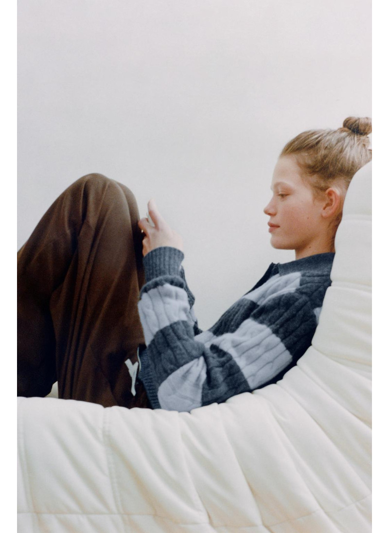 Поло свитер с косами и полосками Поло свитер с косами и полосками