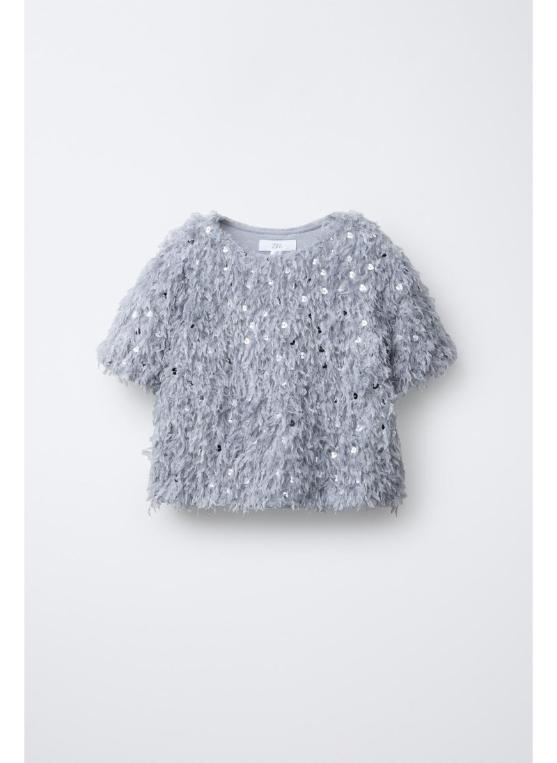 ФУТБОЛКА С ПЕРЬЯМИ И ПАЙЕТКАМИ ФУТБОЛКА С ПЕРЬЯМИ И ПАЙЕТКАМИ