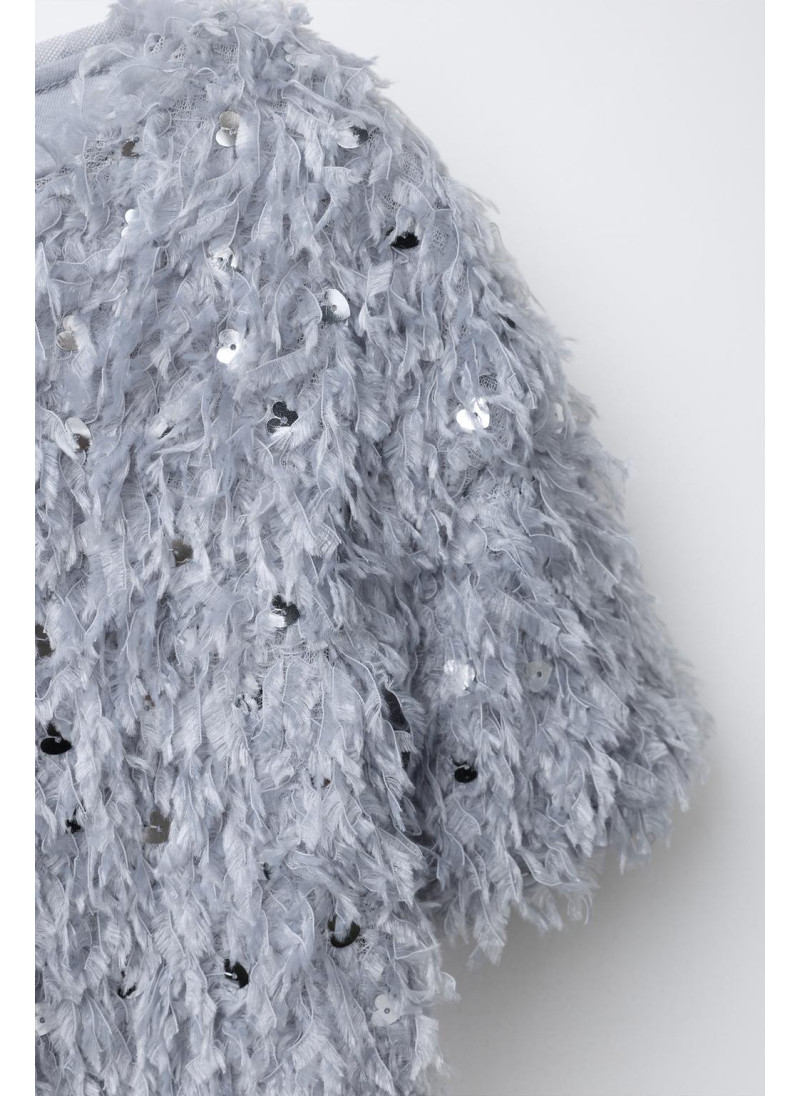 ФУТБОЛКА С ПЕРЬЯМИ И ПАЙЕТКАМИ ФУТБОЛКА С ПЕРЬЯМИ И ПАЙЕТКАМИ