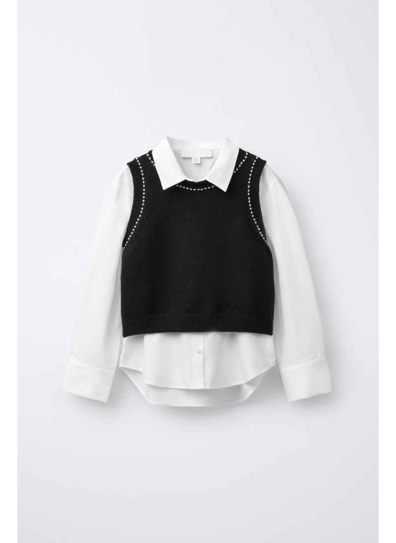 ОДНОТОННАЯ РУБАШКА С ТРИКО�...