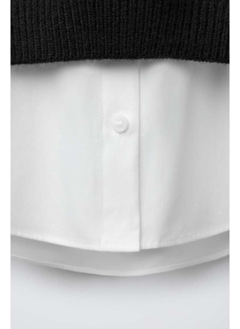 ОДНОТОННАЯ РУБАШКА С ТРИКОТАЖНЫМ ЖИЛЕТОМ И ЖЕМЧУГОМ ОДНОТОННАЯ РУБАШКА С ТРИКОТАЖНЫМ ЖИЛЕТОМ И ЖЕМЧУГОМ