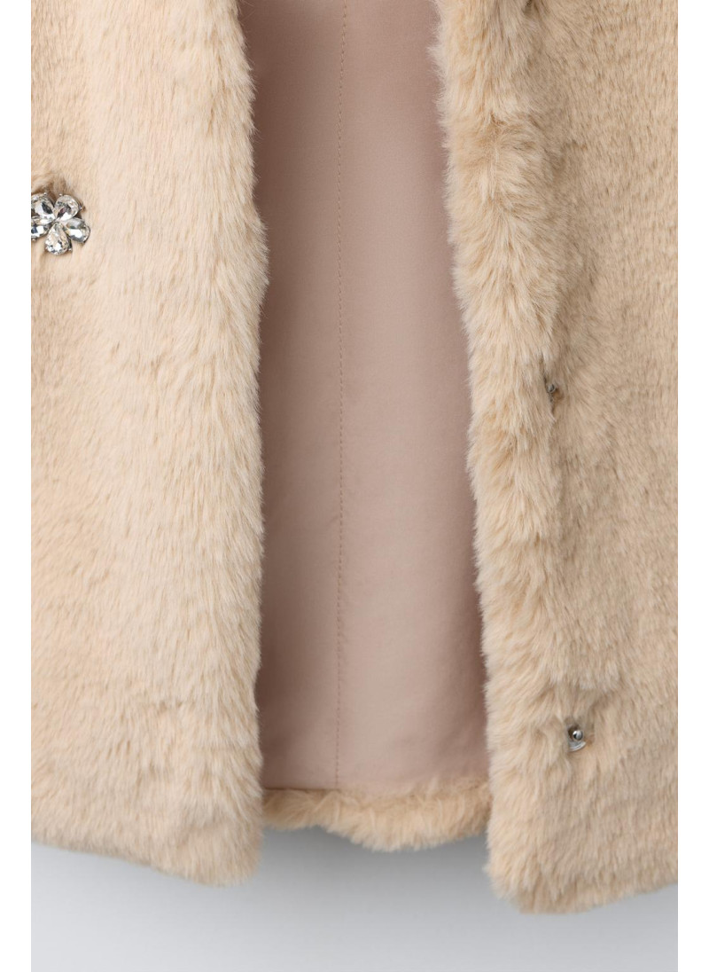 Короткое пальто из искусственного меха с камнями Короткое пальто из искусственного меха с камнями